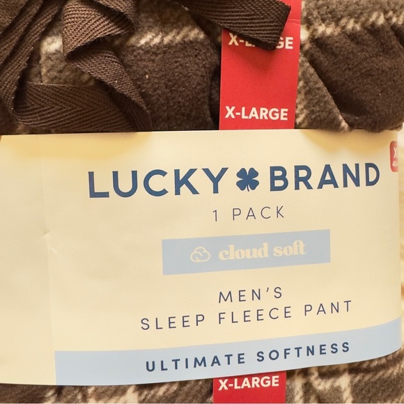 NWT Lucky Brand Men's Fleece Pants - Brown Plaid XL - Picture 2 of 4